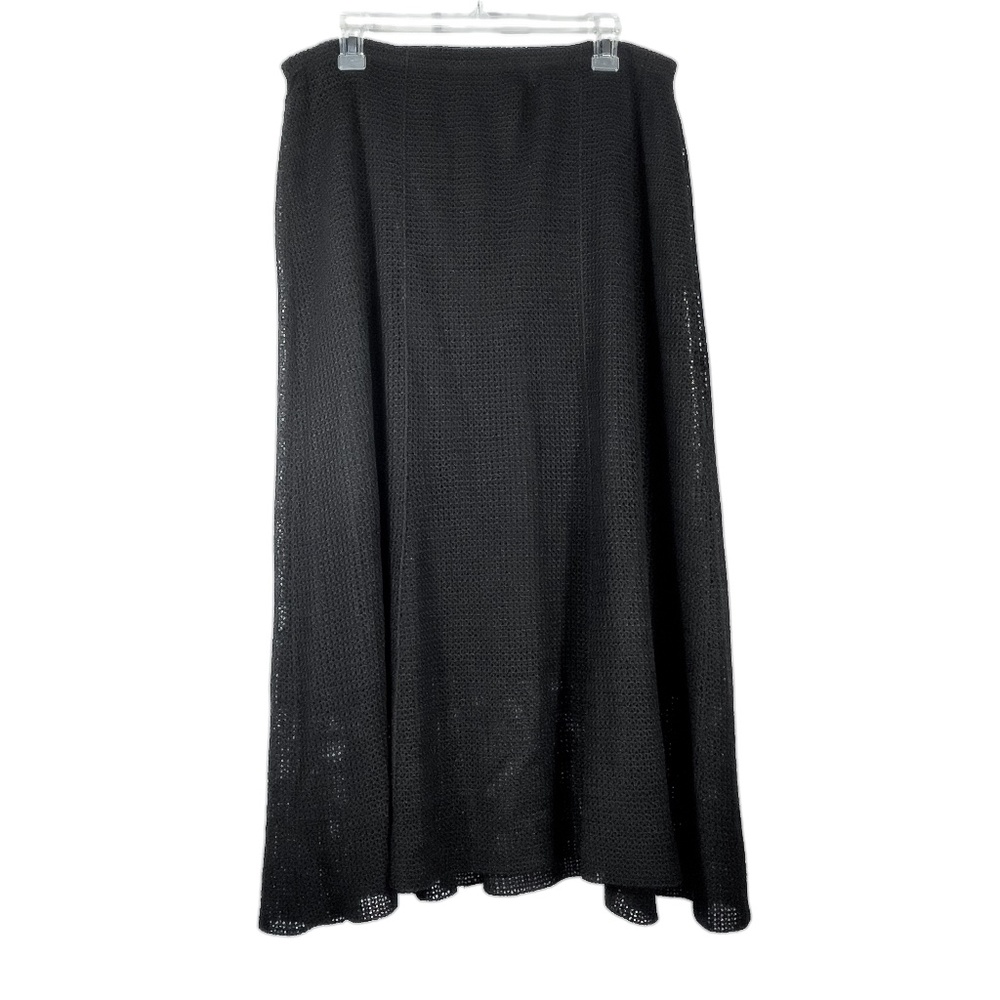 Black Sheer Knit Silk Blend Skirt
